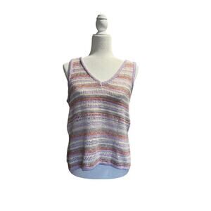 CLOUD CHASER Crochet V-Neck Tank Top in Sz Large